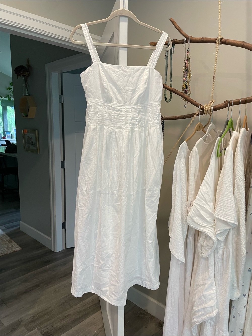 Léa (Anthropologie) white boho cotton midi dress small